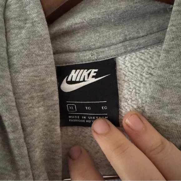 NIKE Air Jordan Hoodie XL Gray Center Swoosh Y2K Retro Streetwear Vintage Skater - Picture 5 of 12